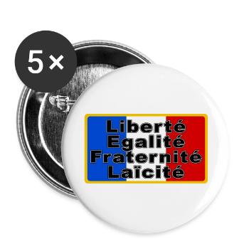 France Drapeau et devise - Lot de 5 grands badges (56 mm) - blanc - Devant