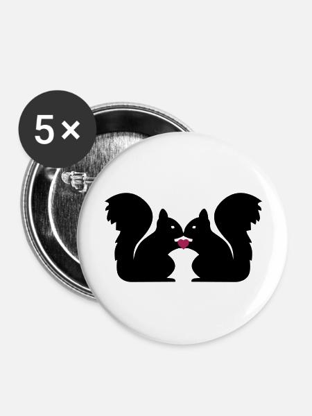 Eichhörnchen Herz Liebe - Buttons groß 56 mm (5er Pack) - Weiß