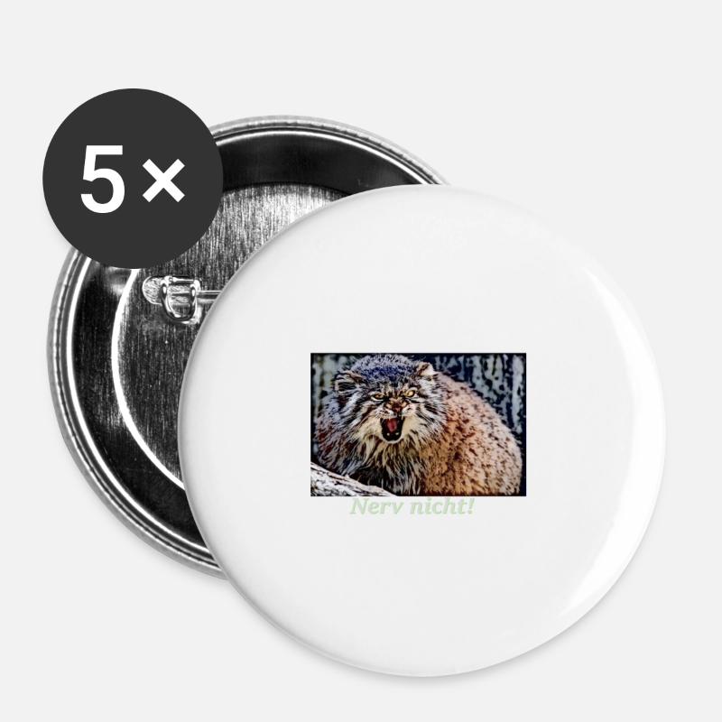 Manul, nerv nicht! - Buttons groß 56 mm (5er Pack) - Weiß