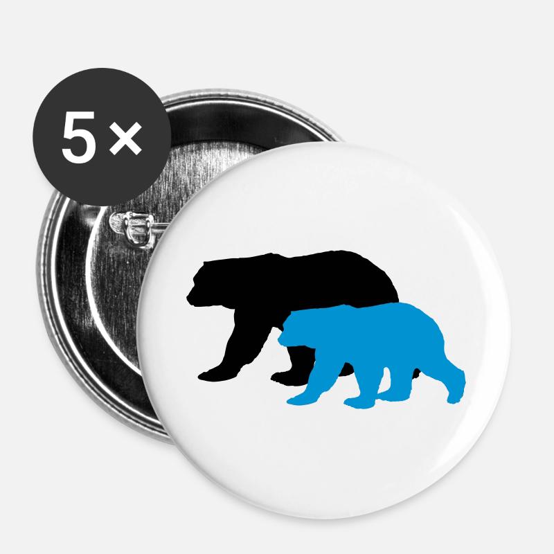 bears silhouettes - Buttons groß 56 mm (5er Pack) - Weiß