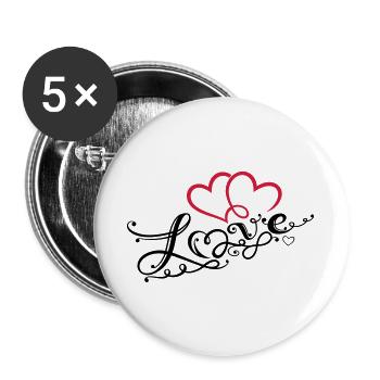 Two hearts with ornament and infinity loop. - Buttons large 2.2''/56 mm (5-pack) - white - Front