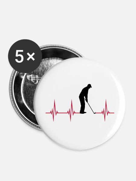 EKG Golf spielen - Buttons groß 56 mm (5er Pack) - Weiß