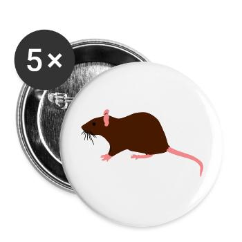 ratte - Buttons groß 56 mm (5er Pack) - Weiß - Vorne
