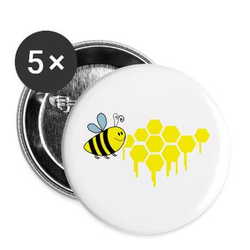honigwaben_biene_02 - Buttons groß 56 mm (5er Pack) - Weiß - Vorne