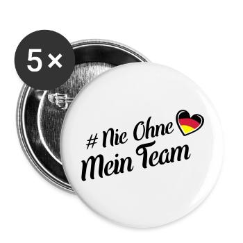 nie ohne team deutschland herz - Buttons groß 56 mm (5er Pack) - Weiß - Vorne