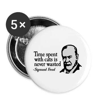 Time spent with cats is never Sigmund Freud - Buttons large 2.2''/56 mm (5-pack) - white - Front