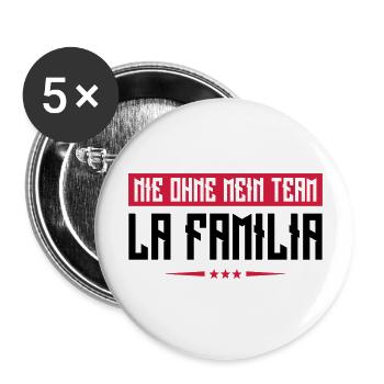 familia nie ohne mein team - Buttons groß 56 mm (5er Pack) - Weiß - Vorne