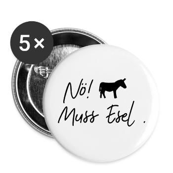 nö muss esel - Buttons groß 56 mm (5er Pack) - Weiß - Vorne