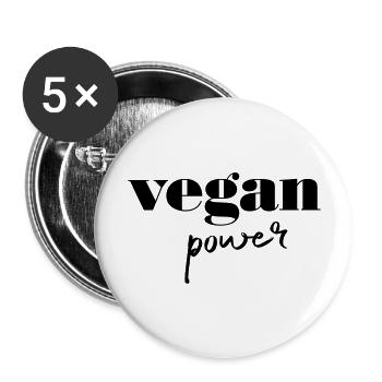 Vegan Power, Cool Typography, Slogan Quote - Buttons groß 56 mm (5er Pack) - Weiß - Vorne