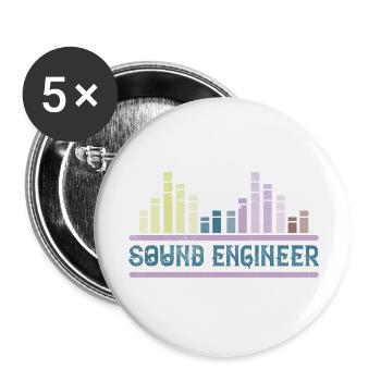 tontechniker - sound engineer - Buttons groß 56 mm (5er Pack) - Weiß - Vorne