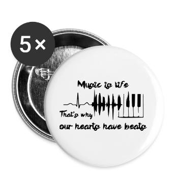 Musik ist Leben, Klavier, Pianist, Keyboard # - Buttons groß 56 mm (5er Pack) - Weiß - Vorne