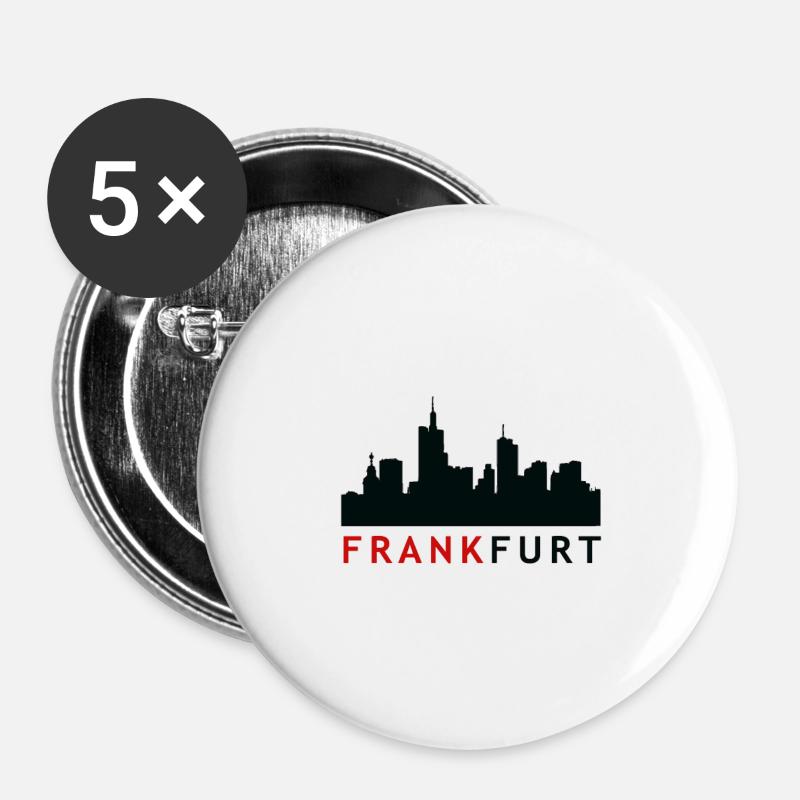 Frankfurt skyline red black - Buttons large 2.2''/56 mm (5-pack) - white