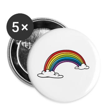 Regenbogen - Buttons groß 56 mm (5er Pack) - Weiß - Vorne