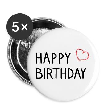 ALLES GUTE ZUM GEBURTSTAG ALLES GUTE ZUM GEBURTSTAG. - Buttons groß 56 mm (5er Pack) - Weiß - Vorne