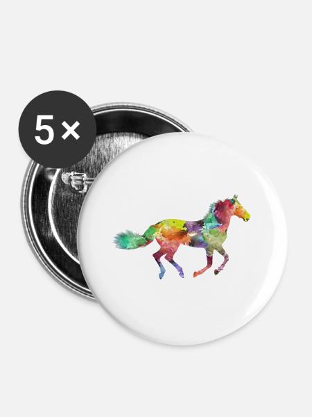 Rainbow horse design as a gift idea - Buttons large 2.2''/56 mm (5-pack) - white