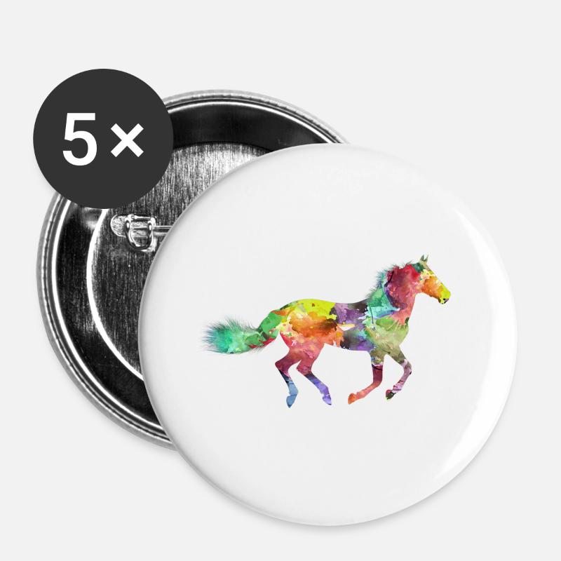 Rainbow horse design as a gift idea - Buttons large 2.2''/56 mm (5-pack) - white