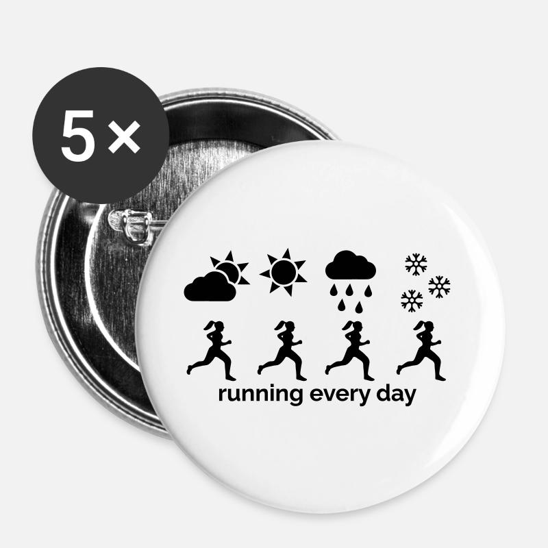 Running every day - Buttons large 2.2''/56 mm (5-pack) - white
