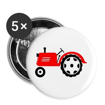 Ackerschlepper rote Landmaschine - Buttons groß 56 mm (5er Pack) - Weiß - Vorne