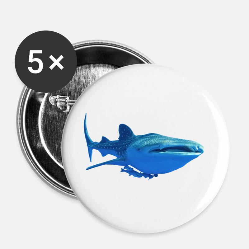 whale shark4k - Buttons large 2.2''/56 mm (5-pack) - white