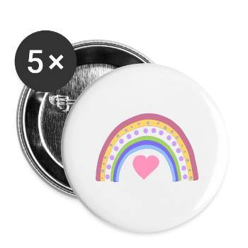 arc en ciel - Lot de 5 grands badges (56 mm) - blanc - Devant