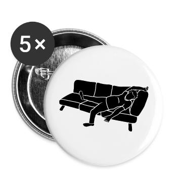 Müder Sofa Mann - Buttons groß 56 mm (5er Pack) - Weiß - Vorne