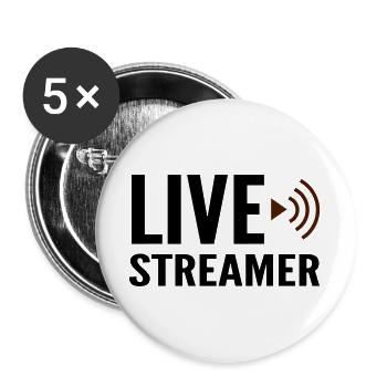 Streamer Live-Streamer - Buttons groß 56 mm (5er Pack) - Weiß - Vorne