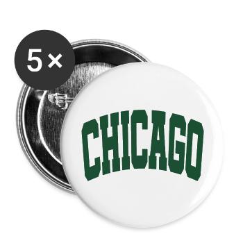 Chicago lettering green - Buttons large 2.2''/56 mm (5-pack) - white - Front