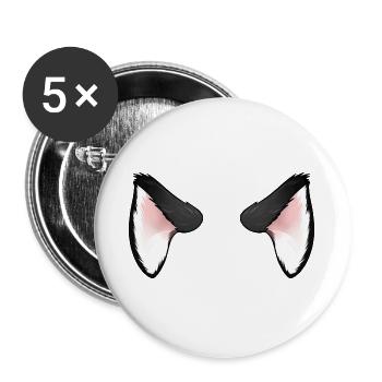 Black Cat Ears - Buttons large 2.2''/56 mm (5-pack) - white - Front