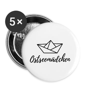 Papierschiff Ostseemädchen Meer - Buttons groß 56 mm (5er Pack) - Weiß - Vorne