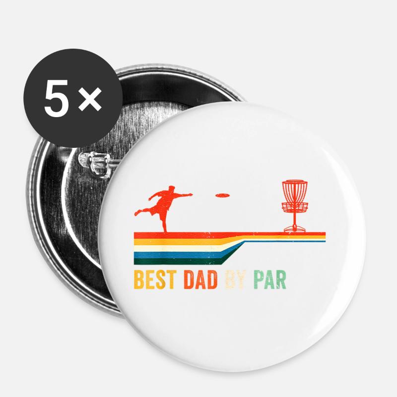 Best Dad By Par Disc GolfGolfing Golfer Gift Disk - Buttons groß 56 mm (5er Pack) - Weiß
