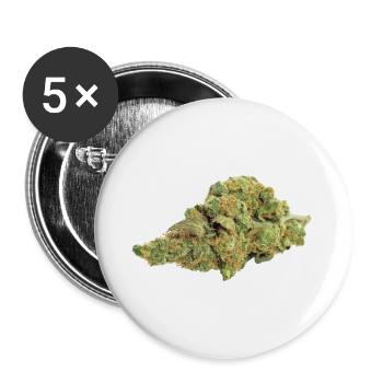 Single Cannabis / Weed Bud / Blüte - Buttons groß 56 mm (5er Pack) - Weiß - Vorne