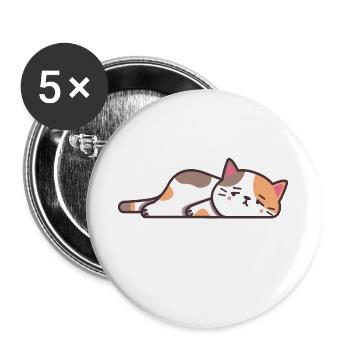 Chat m'épuise Cadeau Humour Femme Homme - Lot de 5 grands badges (56 mm) - blanc - Devant