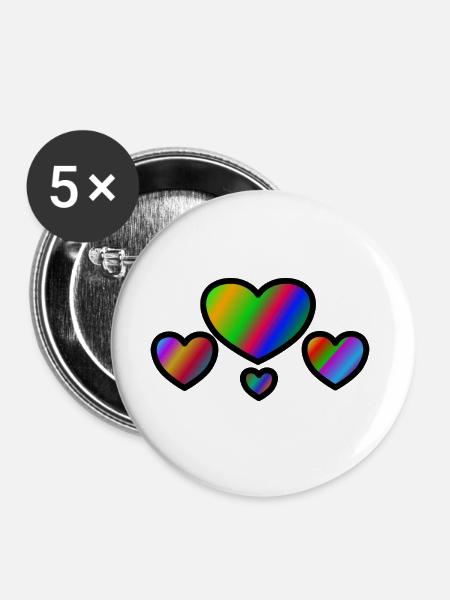 hearts - Buttons groß 56 mm (5er Pack) - Weiß