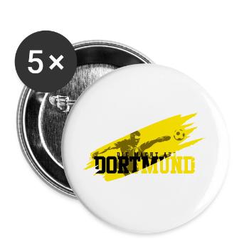 Fussball Dortmund - Buttons groß 56 mm (5er Pack) - Weiß - Vorne