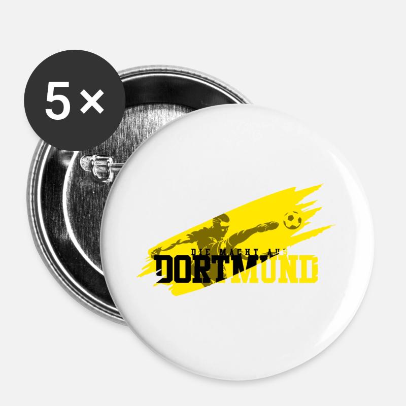 Fussball Dortmund - Buttons groß 56 mm (5er Pack) - Weiß