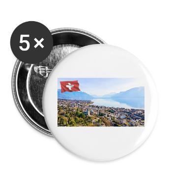 Vevey, Switzerland. - Buttons large 2.2''/56 mm (5-pack) - white - Front
