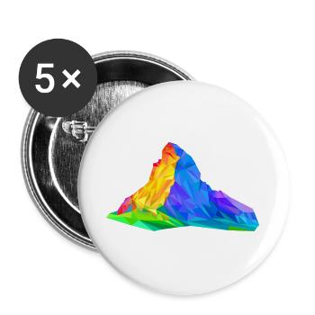 Matterhorn, Mountain, Colorful Triangles, Triangles, Alps - Buttons large 2.2''/56 mm (5-pack) - white - Front