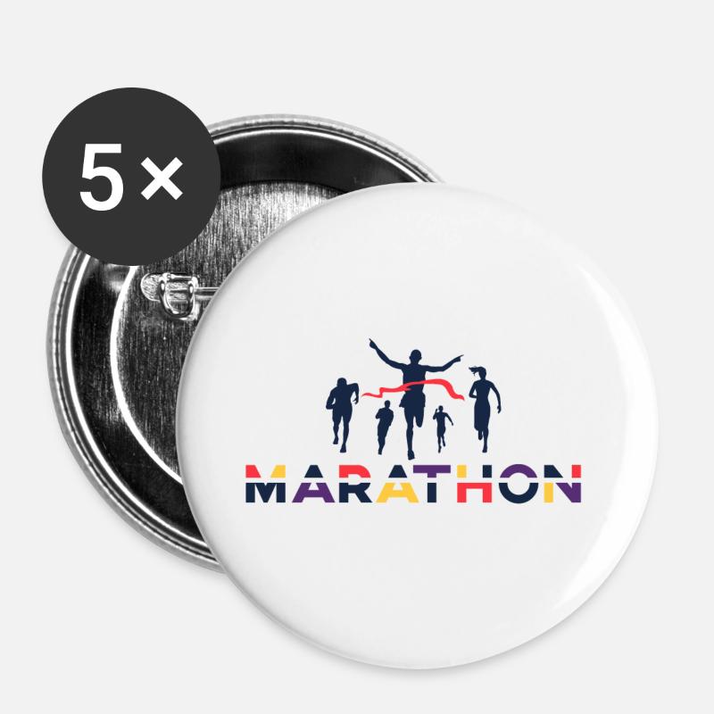 Marathon - Buttons groß 56 mm (5er Pack) - Weiß