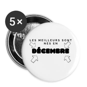 Les meilleurs sont nés en Décembre - Lot de 5 grands badges (56 mm) - blanc - Devant