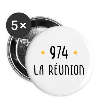 974 La Réunion - Lot de 5 grands badges (56 mm) - blanc - Devant