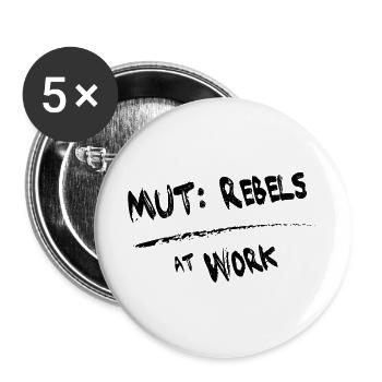 MUT Rebels schwarz - Buttons groß 56 mm (5er Pack) - Weiß - Vorne