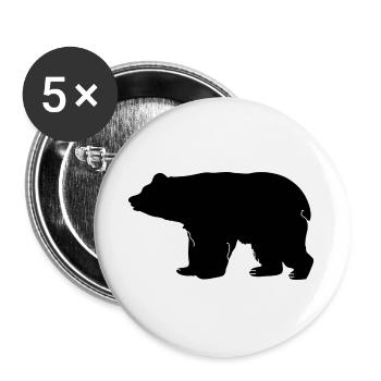 Bear silhouette - Buttons large 2.2''/56 mm (5-pack) - white - Front