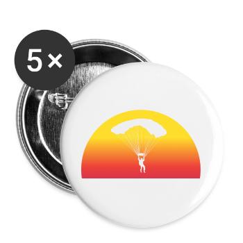 Abenteuerlicher Fallschirmsprung Sunset - Buttons groß 56 mm (5er Pack) - Weiß - Vorne