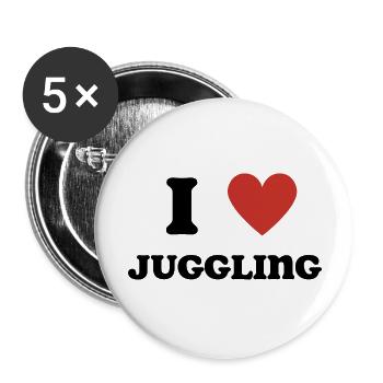 I Love Juggling - Buttons large 2.2''/56 mm (5-pack) - white - Front