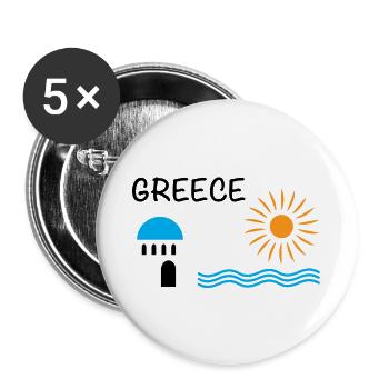 Greece - Buttons large 2.2''/56 mm (5-pack) - white - Front
