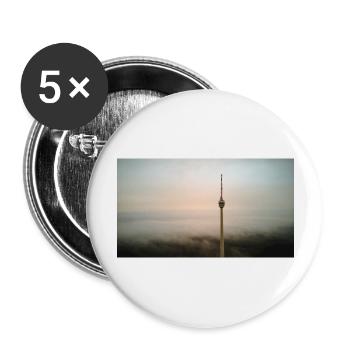 Stuttgarter Fernsehrturm über den Wolken - Buttons groß 56 mm (5er Pack) - Weiß - Vorne