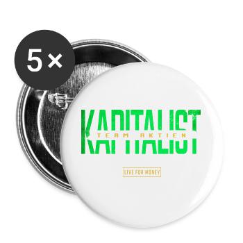 Kapitalist Team Aktien - Buttons groß 56 mm (5er Pack) - Weiß - Vorne