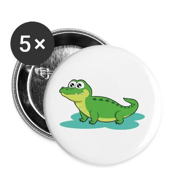 Crocodile - Lot de 5 grands badges (56 mm) - blanc - Devant
