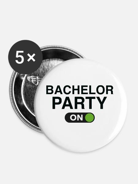 Junggesellenabschied am - Buttons groß 56 mm (5er Pack) - Weiß