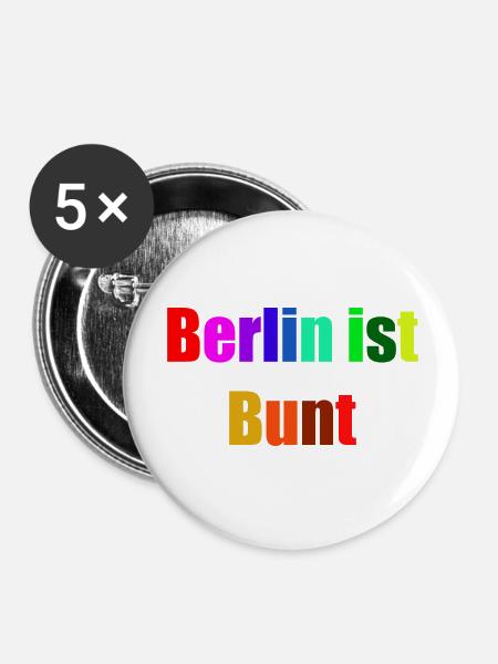 Berlin ist bunt - Buttons groß 56 mm (5er Pack) - Weiß